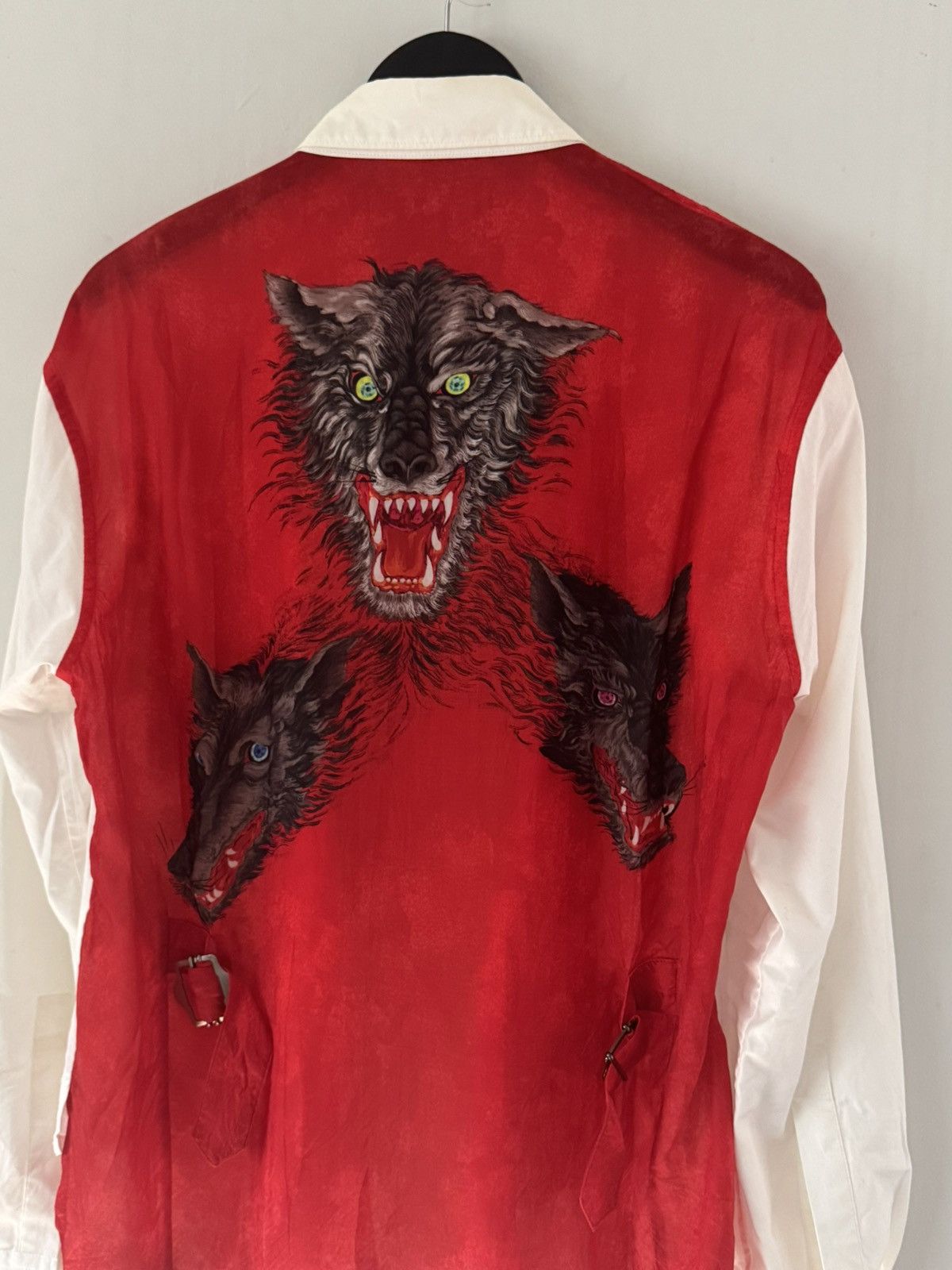 Yohji Yamamoto AW2009 Yohji Yamamoto Cerberus Wolf Red Silk Runway ButtonUp Size US L / EU 52-54 / 3 - 3 Thumbnail
