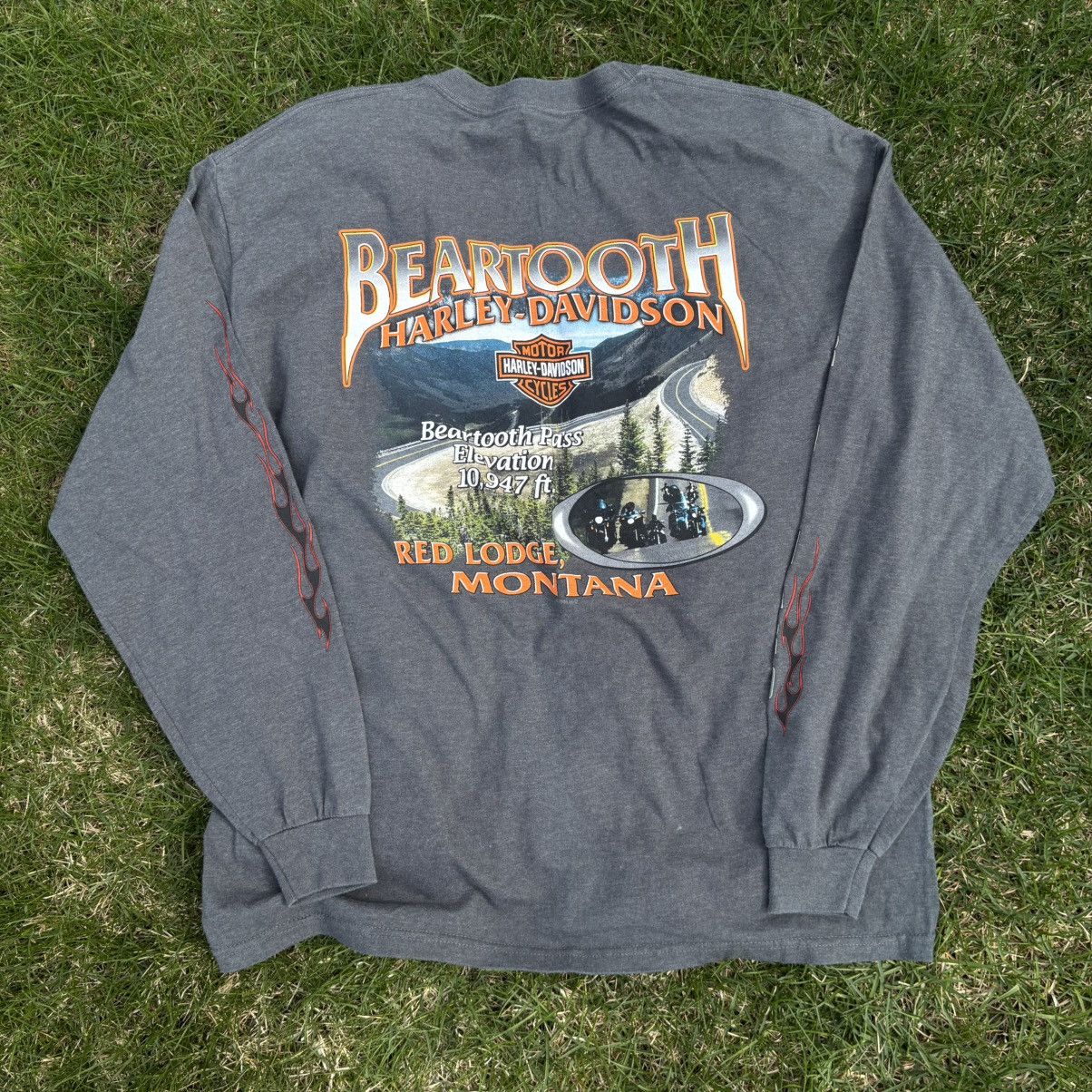 Harley Davidson × Vintage Vintage Harley Davidson Beartooth, Montana Flames Shirt Size US XL / EU 56 / 4 - 4 Thumbnail