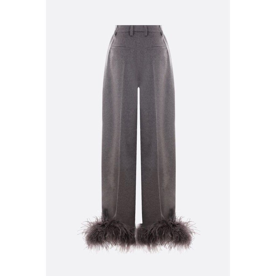 Prada PRADA Grey Cashmere Feather Trim Pants New & Authentic (Wome Size 27" / US 4 / IT 40 - 2 Thumbnail
