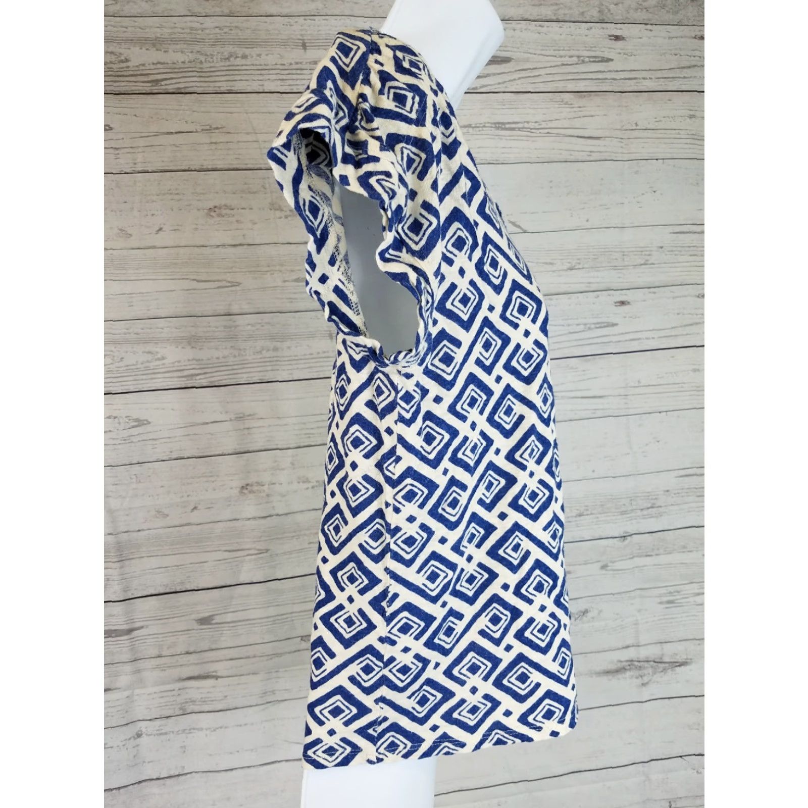 Lucky Brand Lucky Brand Womens Top Geometric Blue Short Sleeve M Size M / US 6-8 / IT 42-44 - 3 Thumbnail