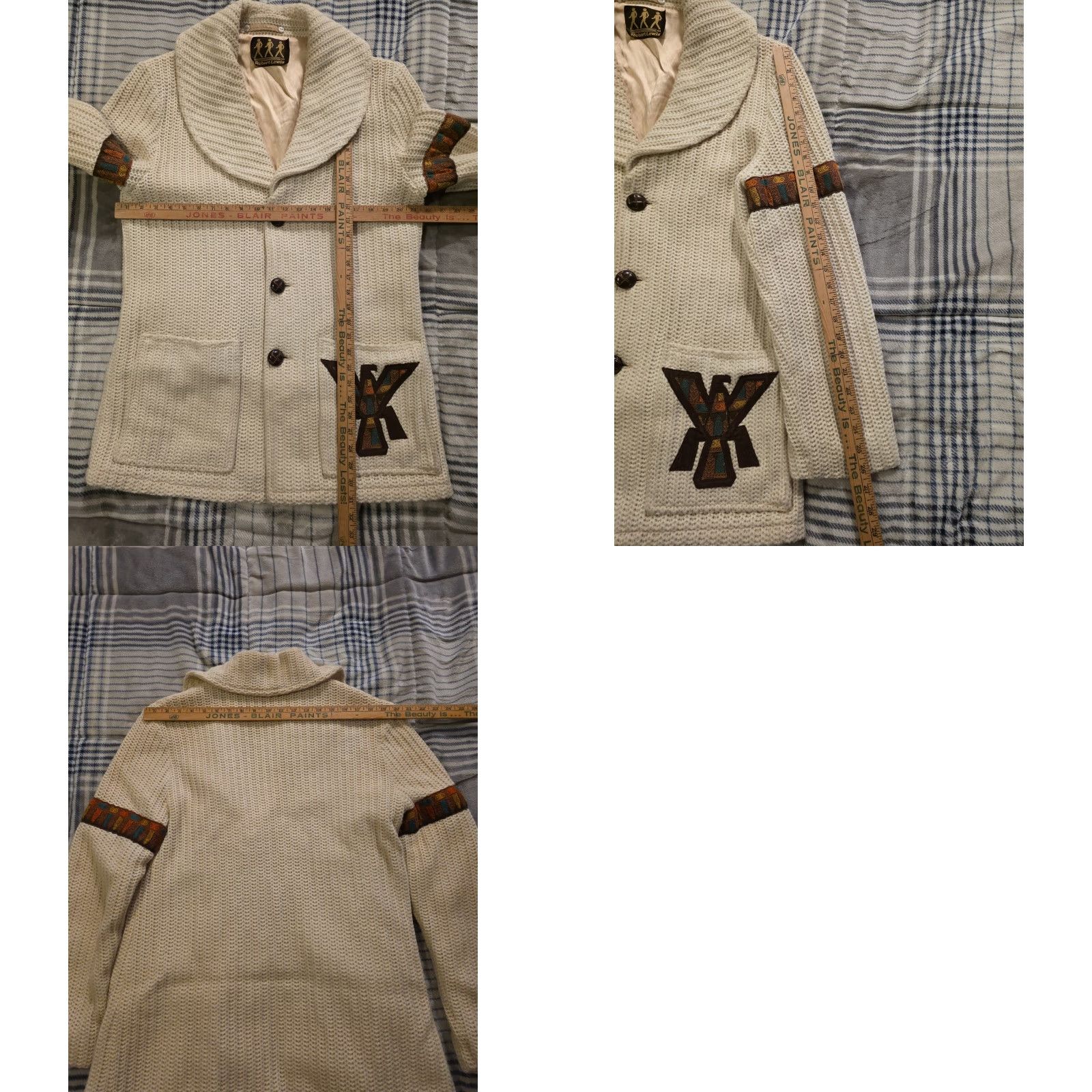 Vintage VINTAGE 1970s Robert Lewis Shawl Collar Cardigan Jacket Satin Lined Men's Size 44 Ivory Casual Mens Size US XXL / EU 58 / 5 - 8 Thumbnail