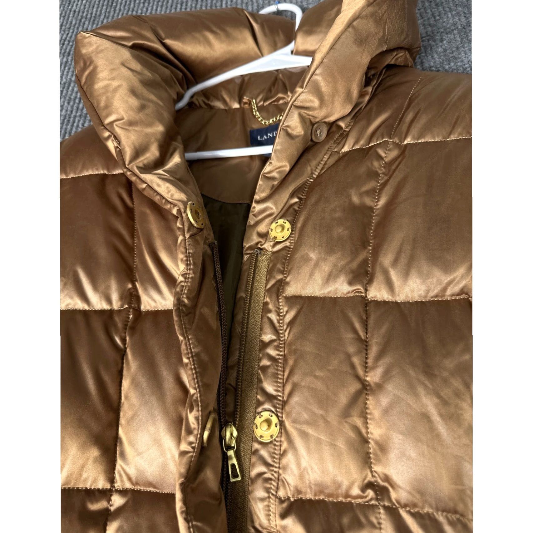 Lands' End Lands' End Puffer Jacket Womens S Brown Metallic Down Insulated Quilted Gold Winter Size S / US 4 / IT 40 - 2 Thumbnail