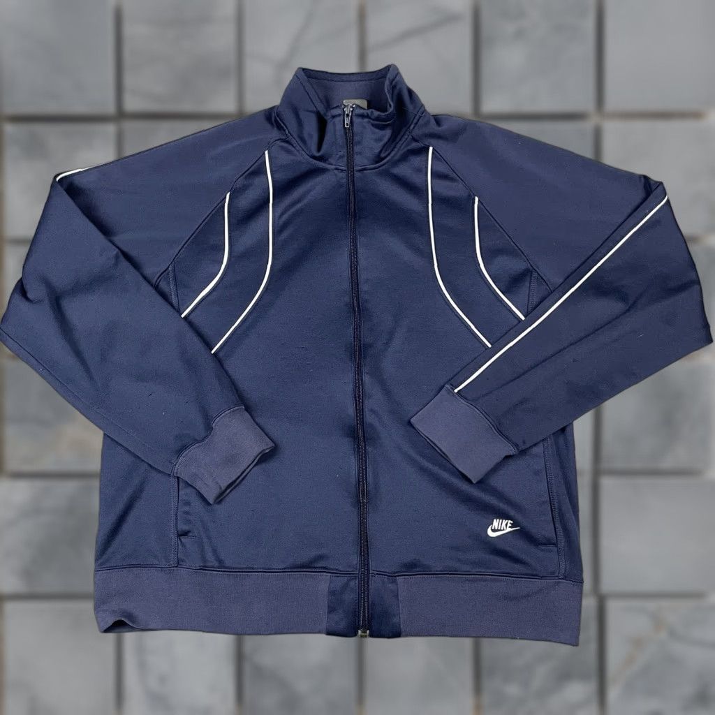 Nike VINTAGE Nike Jacket Mens L Blue Long Sleeve Full Zip Stripe Tag Pockets Size US L / EU 52-54 / 3 - 1 Thumbnail