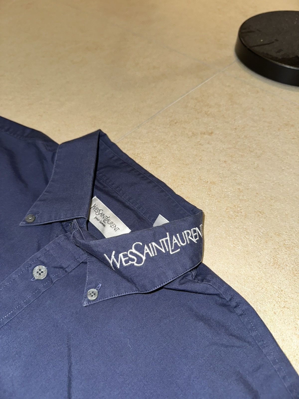 Yves Saint Laurent Collar Logo Yves Saint Laurent Navy Shirt Size US XL / EU 56 / 4 - 2 Thumbnail