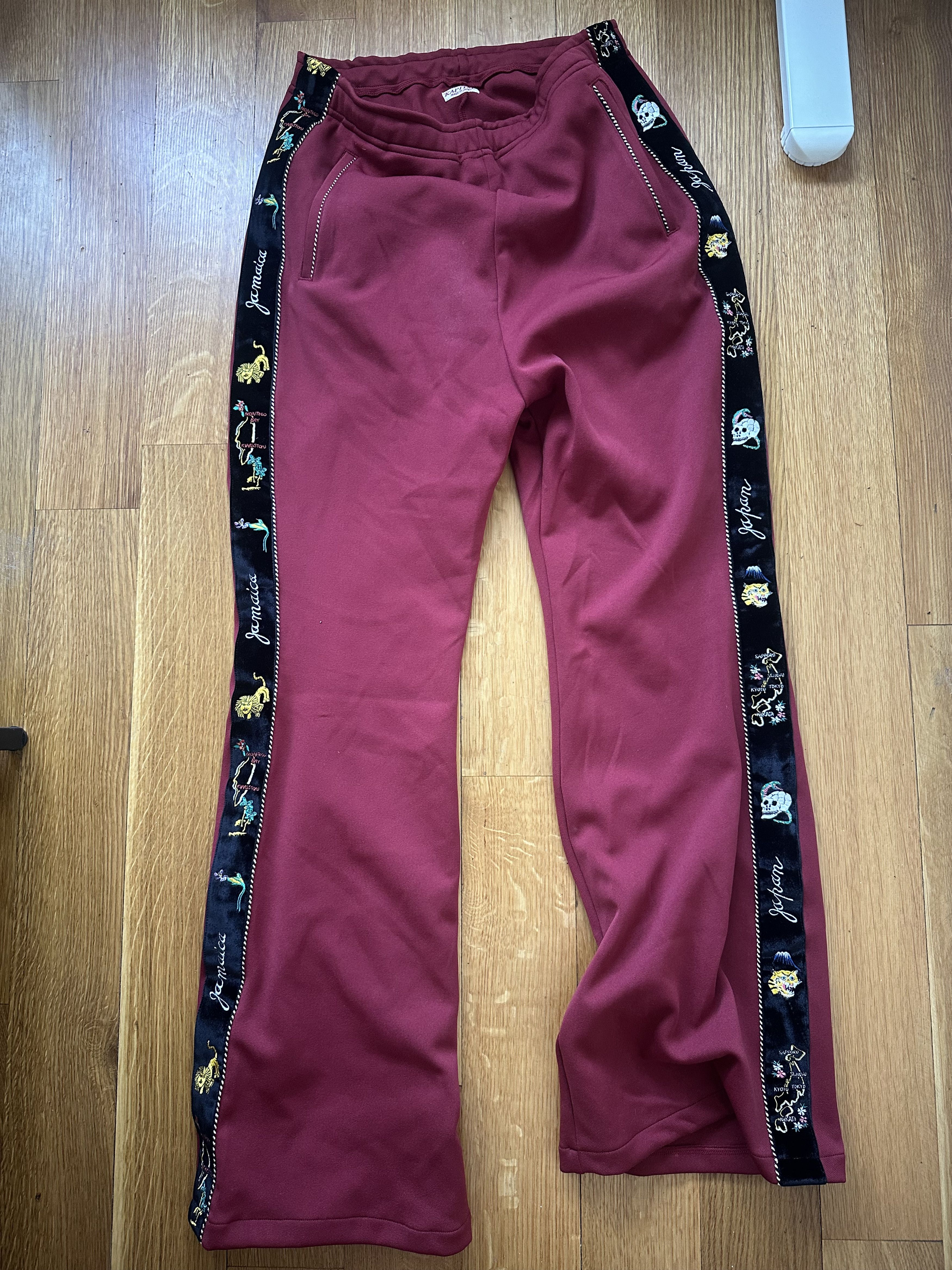 Kapital Flare Track Pants Red Size