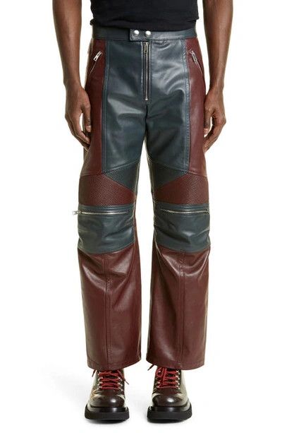 Bottega Veneta o1n1vont1224 Leather Biker Pants in Merlot / Graphite Size US 32 / EU 48 - 2 Thumbnail
