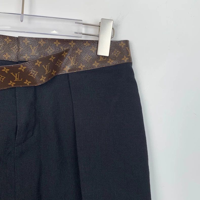 Louis Vuitton Louis Vuitton Black logo old flower belt linen casual skir Size 37" - 3 Thumbnail