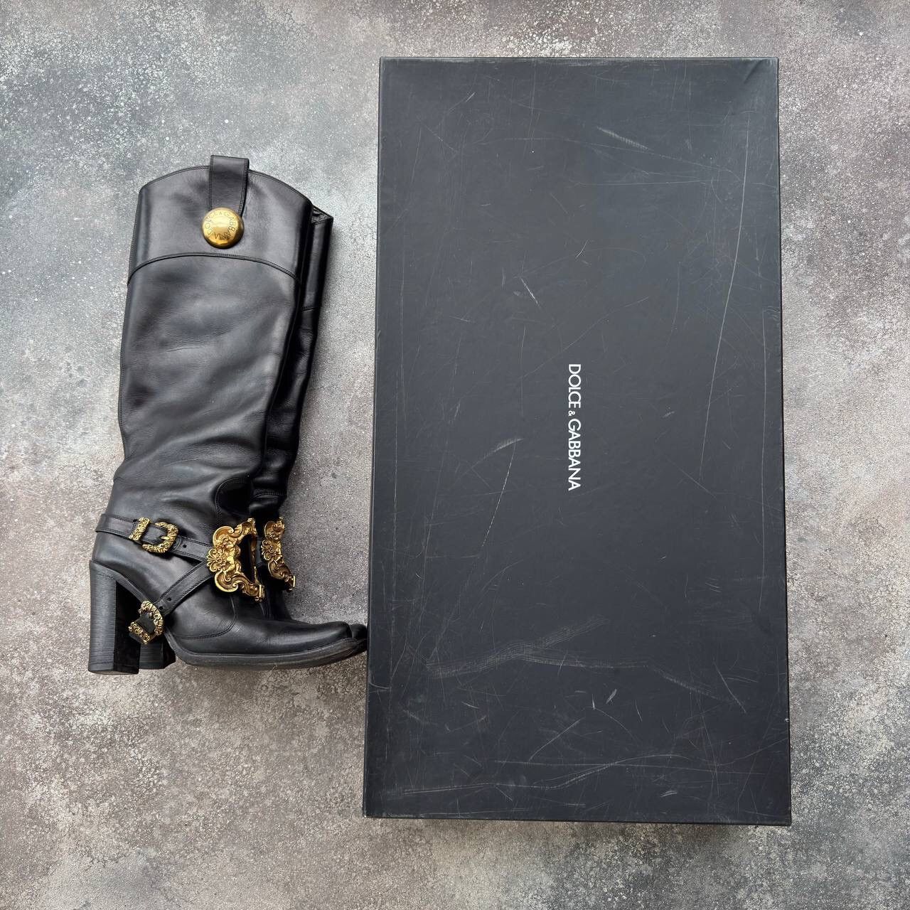 Dolce & Gabbana Dolce & Gabbana Black Leather Knee Boots Size US 6 / IT 36 - 6 Thumbnail