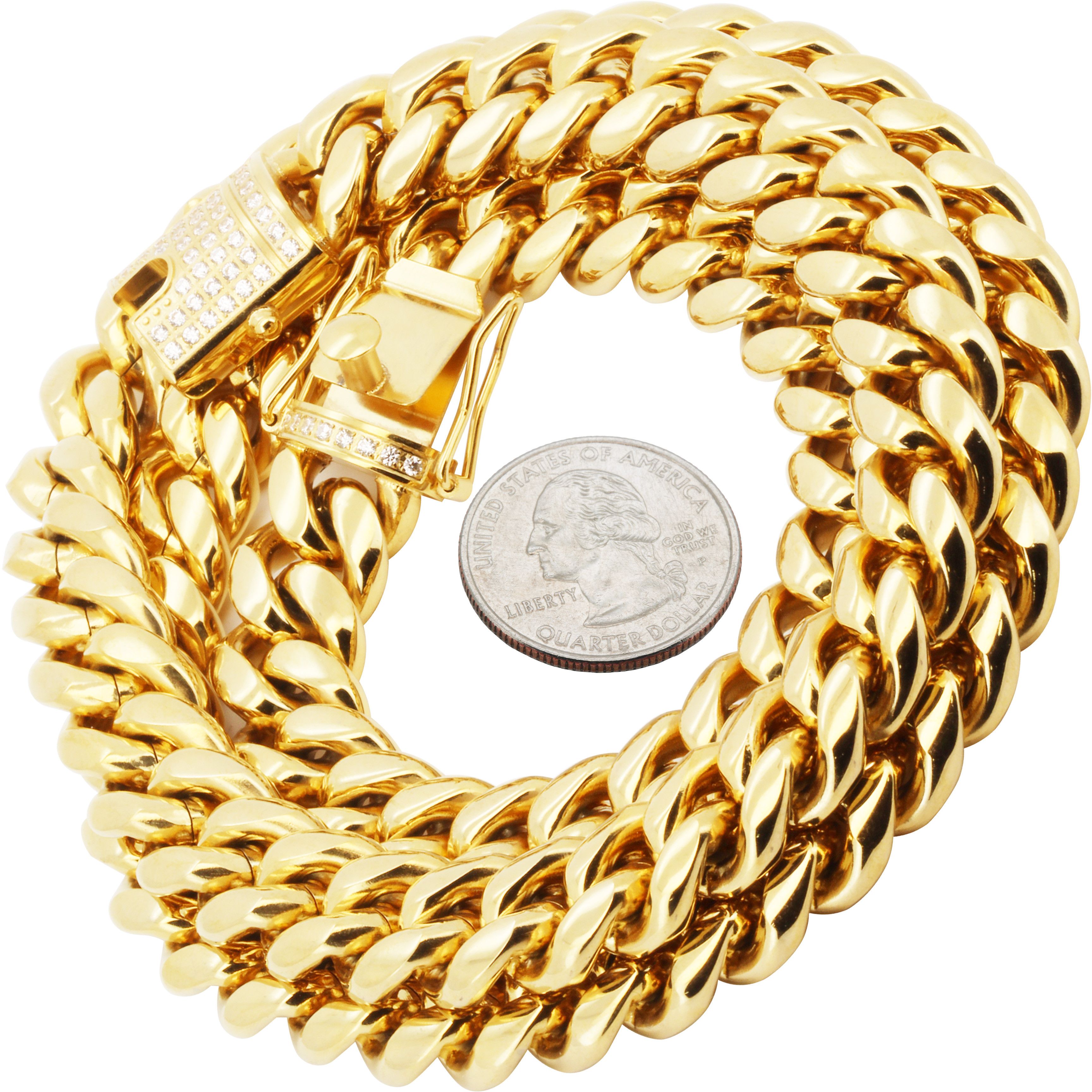 Other 316L SS 18k GP CZ 14mm Miami Cuban Link Chain Necklace 24" Size ONE SIZE - 2 Thumbnail