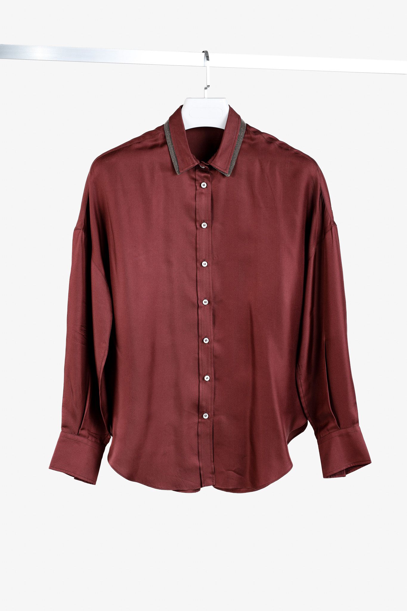Brunello Cucinelli Brunello Cucinelli AW/18 Monili-Trim Silk Button-Up Blouse Size M / US 6-8 / IT 42-44 - 1 Thumbnail