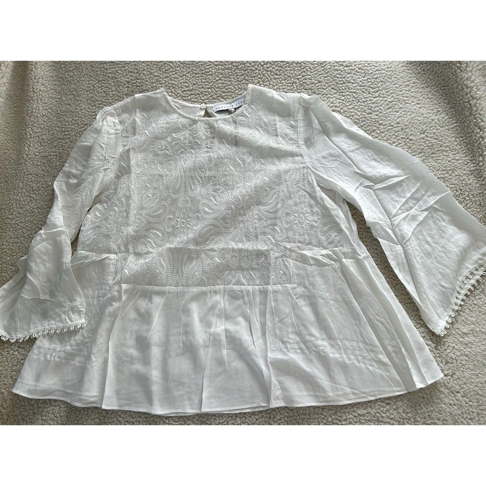 Other Endless Rose Blouse Top Round Neck 3/4 Bell Sleeve Front Lac Size L / US 10 / IT 46 - 3 Thumbnail
