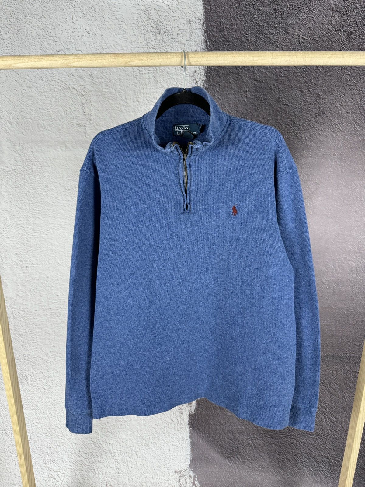 Vintage 80s Polo by Ralph Lauren Mens 1/4 selling Zip Pullover Size M Blue Long Sleeve