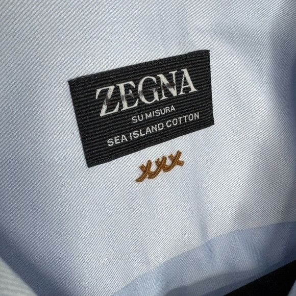 Ermenegildo Zegna Zegna Sea Island Cotton Long-Sleeve Tailoring Shirt Light Bl Size US M / EU 48-50 / 2 - 2 Thumbnail