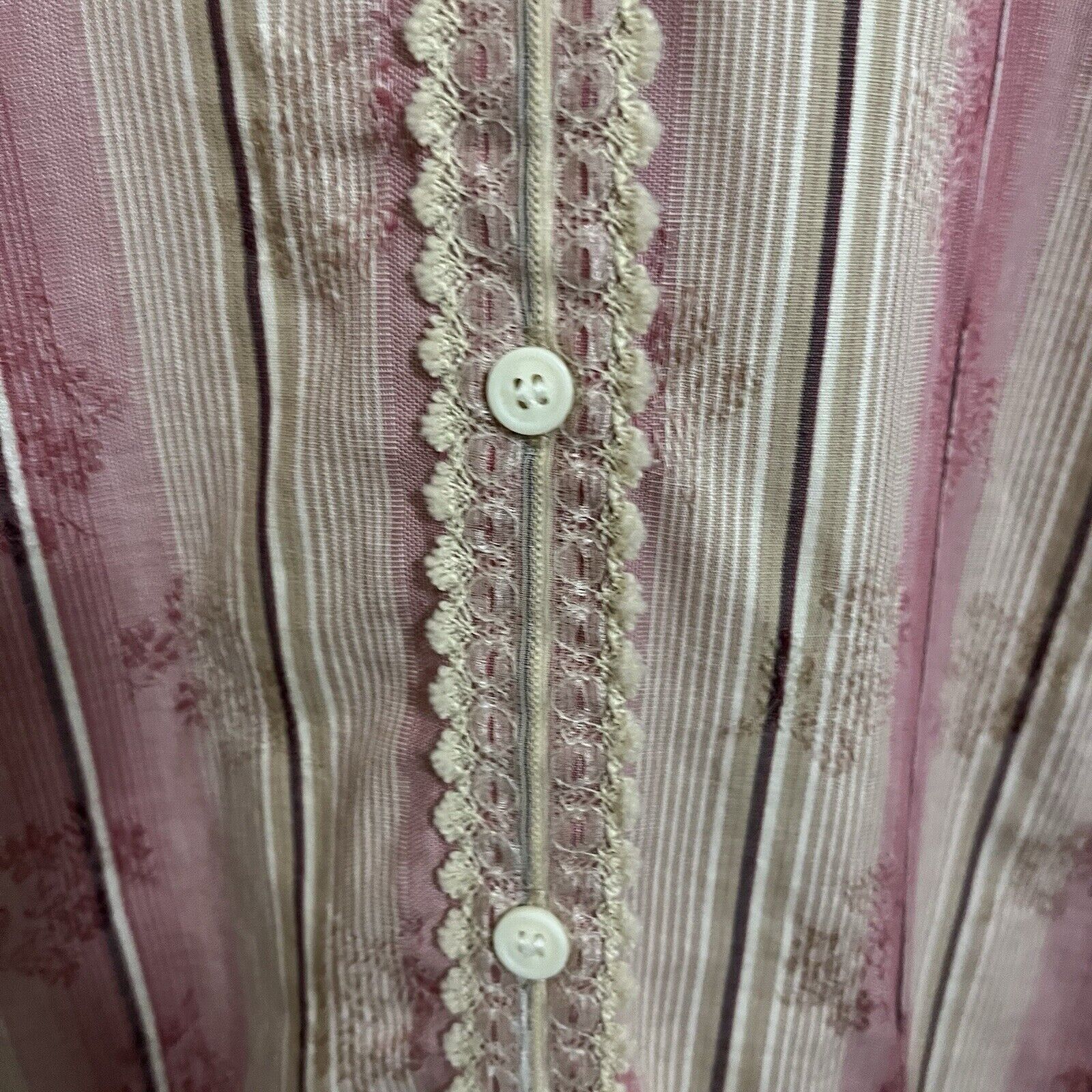 Vintage Liz Claiborne | Vintage Y2K Striped Floral Lace Button Top Size L / US 10 / IT 46 - 4 Thumbnail