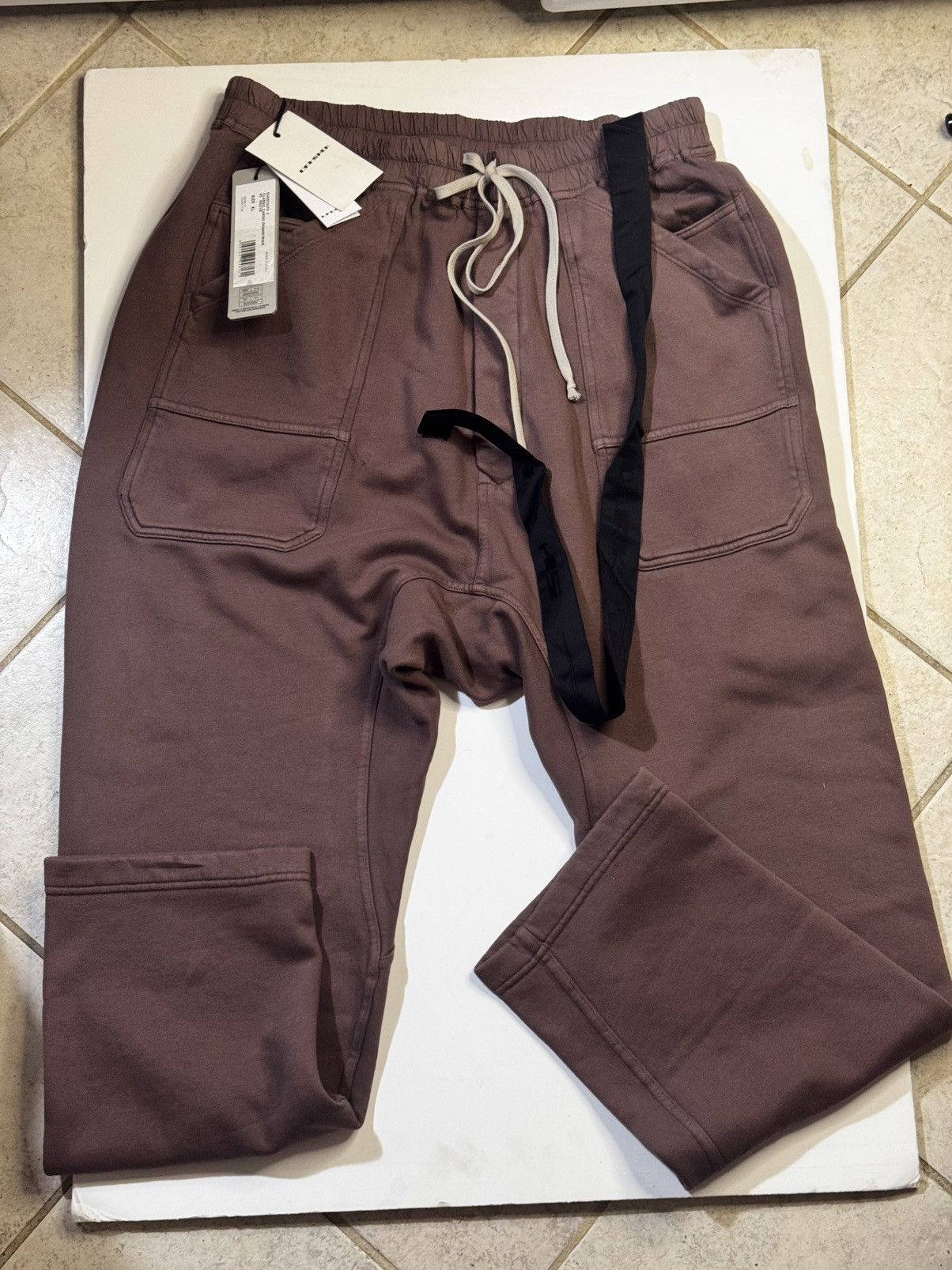 Rick Owens Rick Owens DRKSHDW Mauve drawstring-waistband track pants XL Size US 40 / EU 56 - 2 Thumbnail
