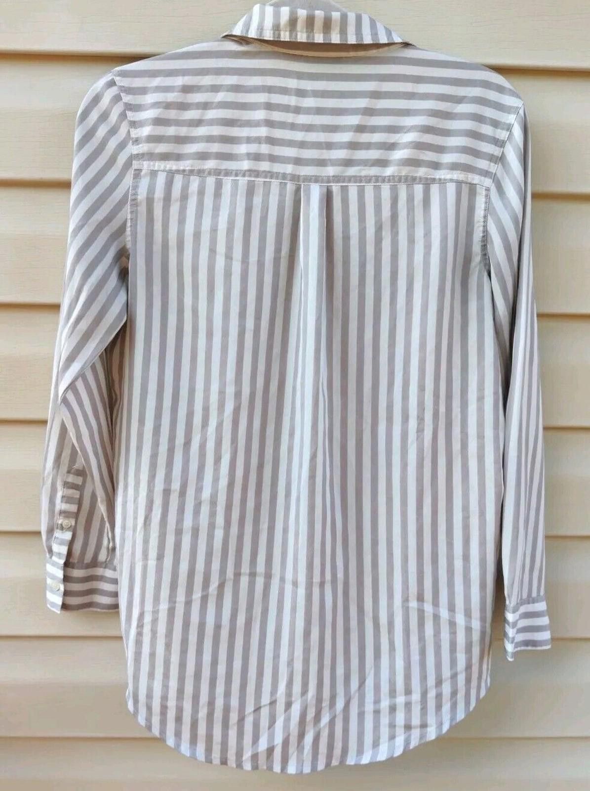 Analog A.N.A. Womens Blouse Size S White Stripe Long Sleeve Button Size S / US 4 / IT 40 - 3 Thumbnail