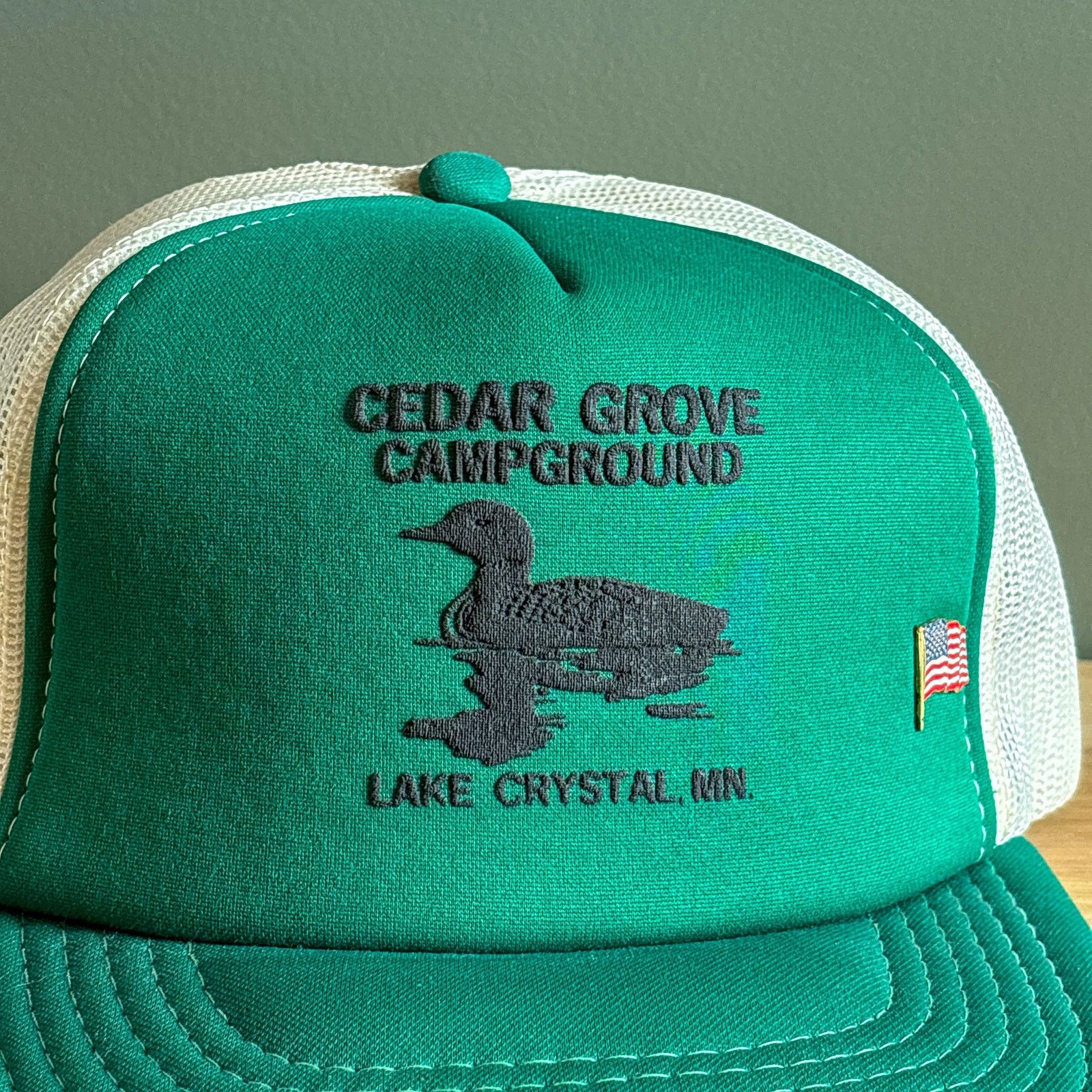 Vintage Vtg Cedar Grove Campground Lake Crystal Trucker Snapback Hat Size ONE SIZE - 2 Thumbnail