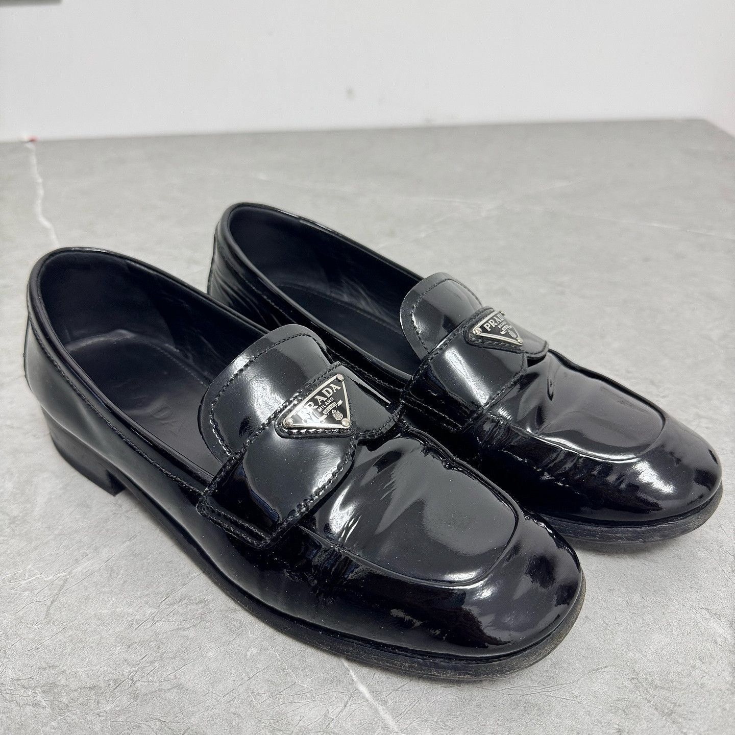 Prada Prada Patent Leather Triangle Logo Loafers Size 38.5 Size US 8.5 / IT 38.5 - 1 Thumbnail