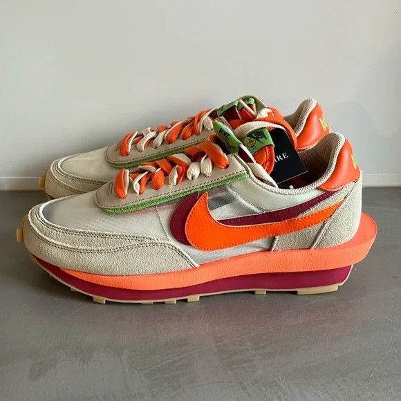 Nike x CLOT x sacai LDWaffle Orange Blaze Sneakers