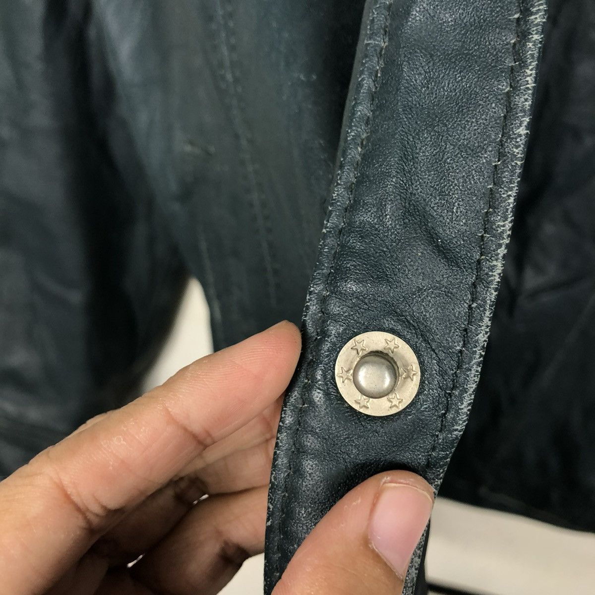 🔥VINTAGE BIKER LEATHER JACKET ASM ARCHIVE MINK FUR COLLAR