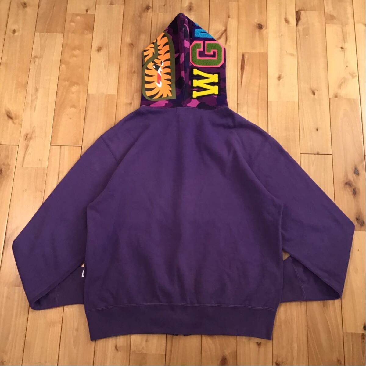 Bape × Nigo 2007 BAPE Purple camo shark full zip hoodie a bathing ape Size US M / EU 48-50 / 2 - 3 Thumbnail