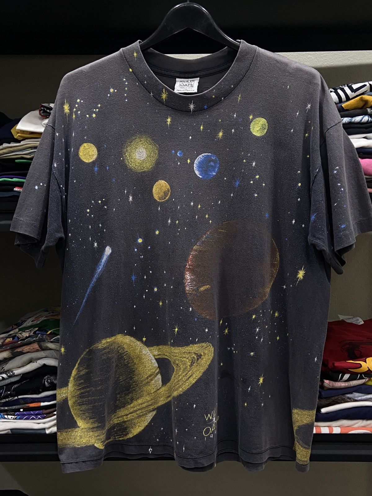 Band Tees × Vintage Vintage 90s Wild Oats Universe Overprint rock Band TShirt Size US XL / EU 56 / 4 - 1 Thumbnail