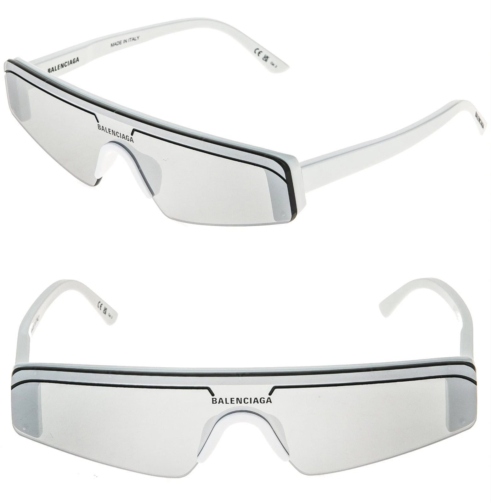 Balenciaga BALENCIAGA BB0003S SKI 0003 White Silver Fashion Sunglasses Size ONE SIZE - 1 Thumbnail