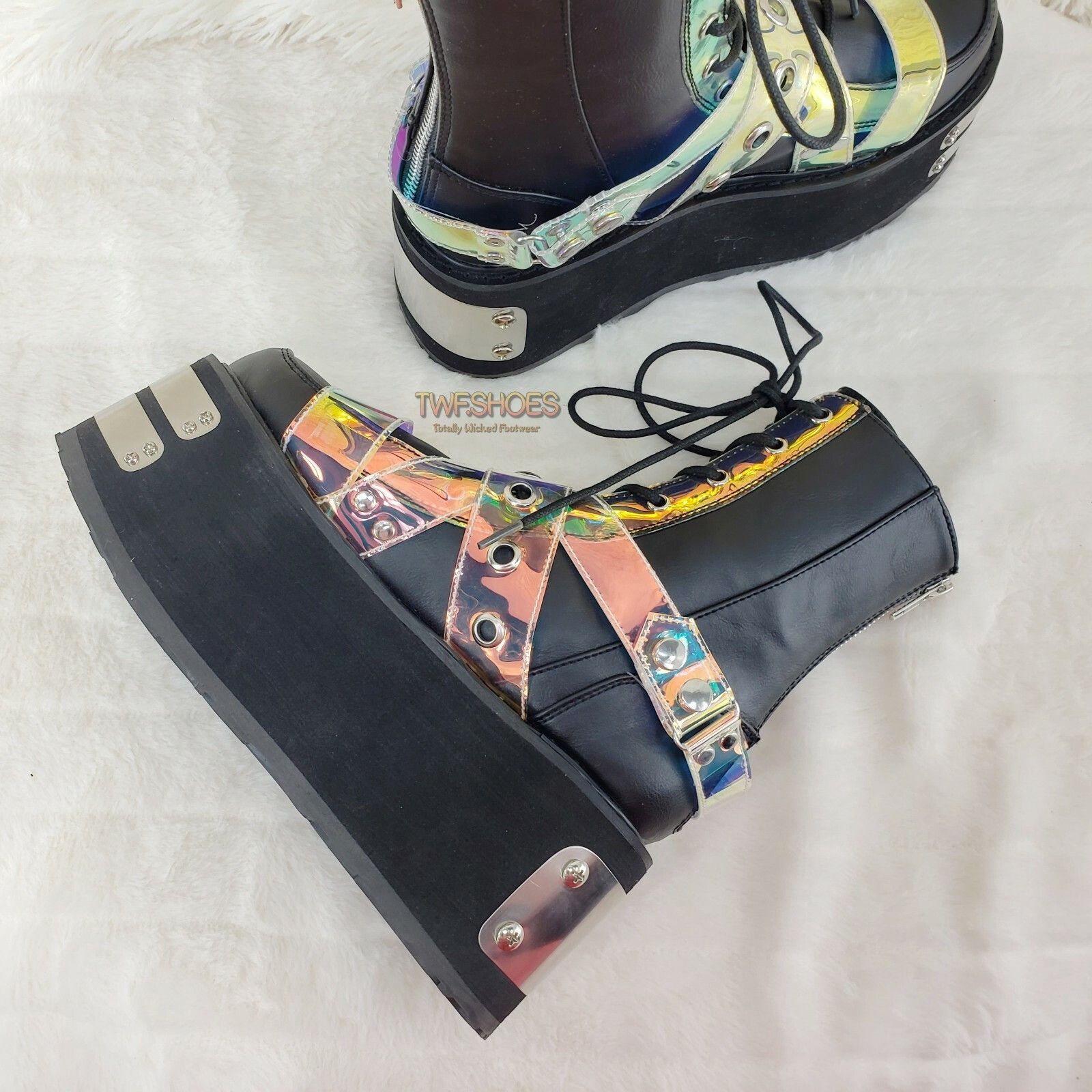 Demonia Cult DEMONIA Damned 116 Goth Trapdoor 3.5" Platform Goth Punk Ank Size US 11 / IT 41 - 3 Thumbnail