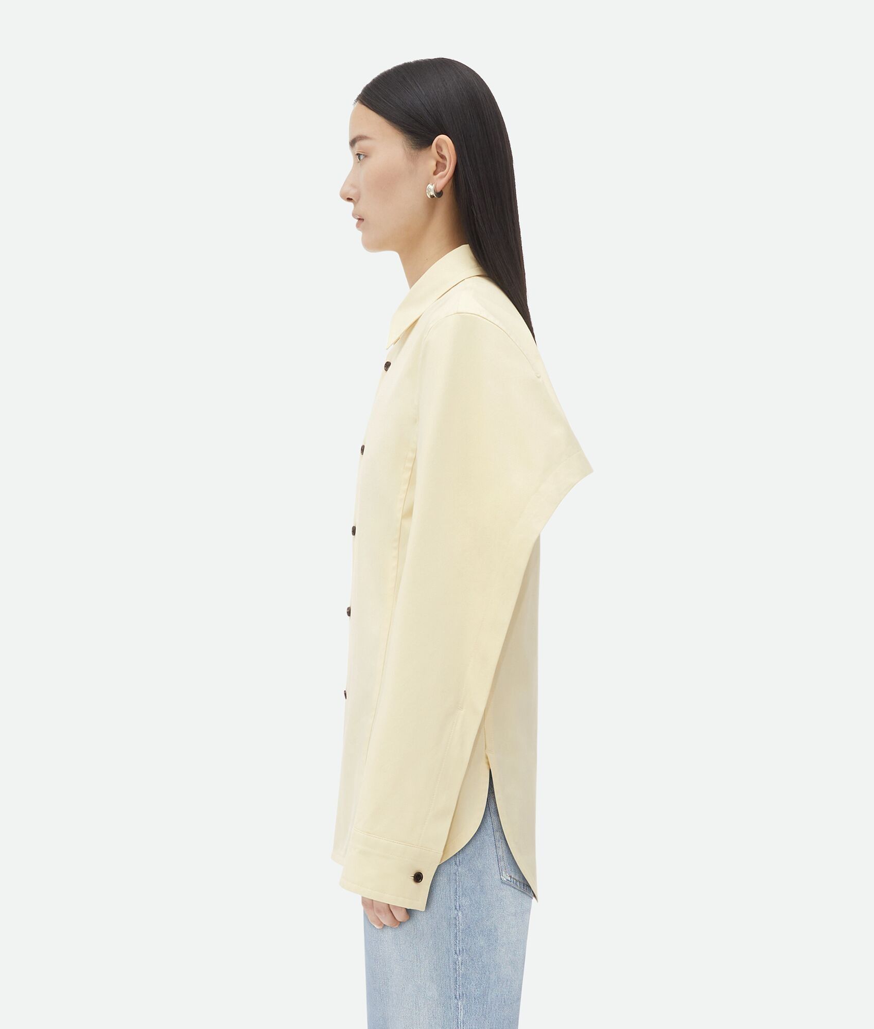 Bottega Veneta o1bcso1str0225 Cotton Shirt With Storm Flap in Light Yellow Size XS / US 0-2 / IT 36-38 - 2 Thumbnail