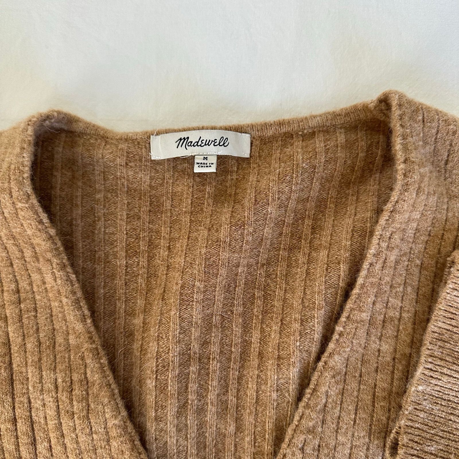 Madewell Madewell Cameron Ribbed Cropped Wool Alpaca Cardigan Camel M Size M / US 6-8 / IT 42-44 - 3 Thumbnail