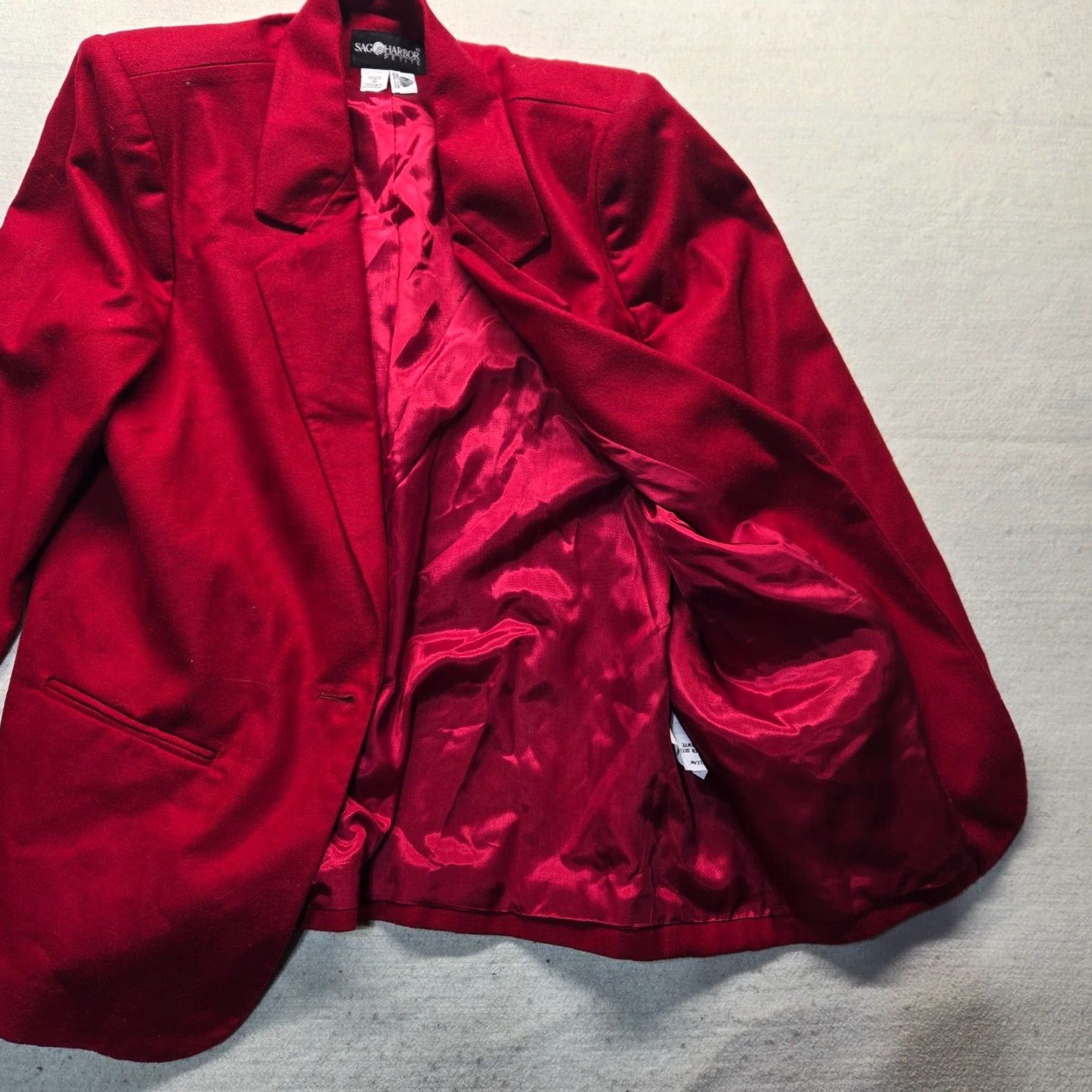 Vintage Sag Harbor Blazer Solid Red 100% Wool Adult Women Size 16 Size XXL / US 16-18 / IT 52-54 - 3 Thumbnail