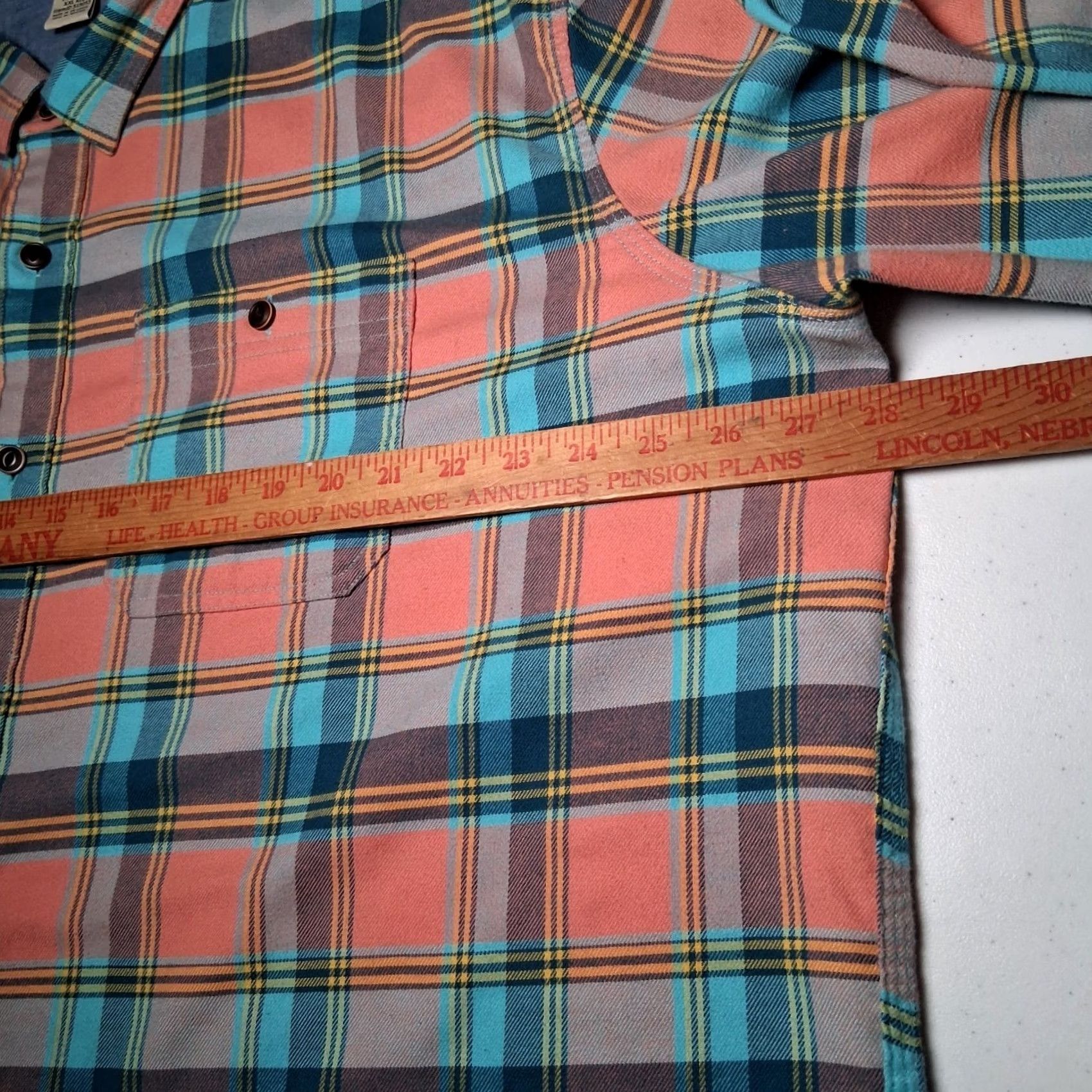 Vintage LL Bean Flannel Shirt Men XXL Regular Plaid Peach Blue Button-Down Long Sleeve Size US XXL / EU 58 / 5 - 6 Thumbnail