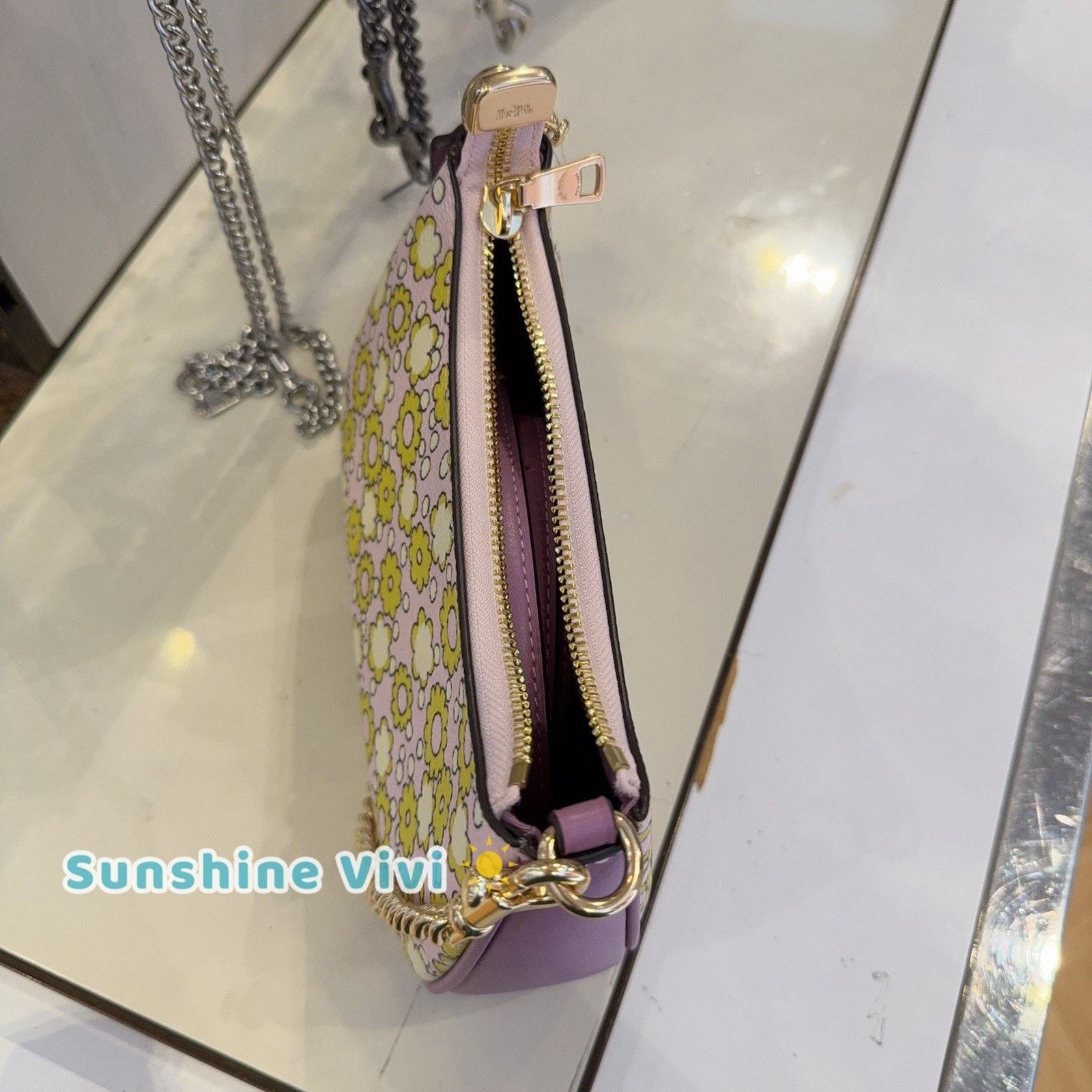 Coach NWT Coach Teri Mini Crossbody Bag Floral Print CBG64 Lilac Size ONE SIZE - 6 Thumbnail