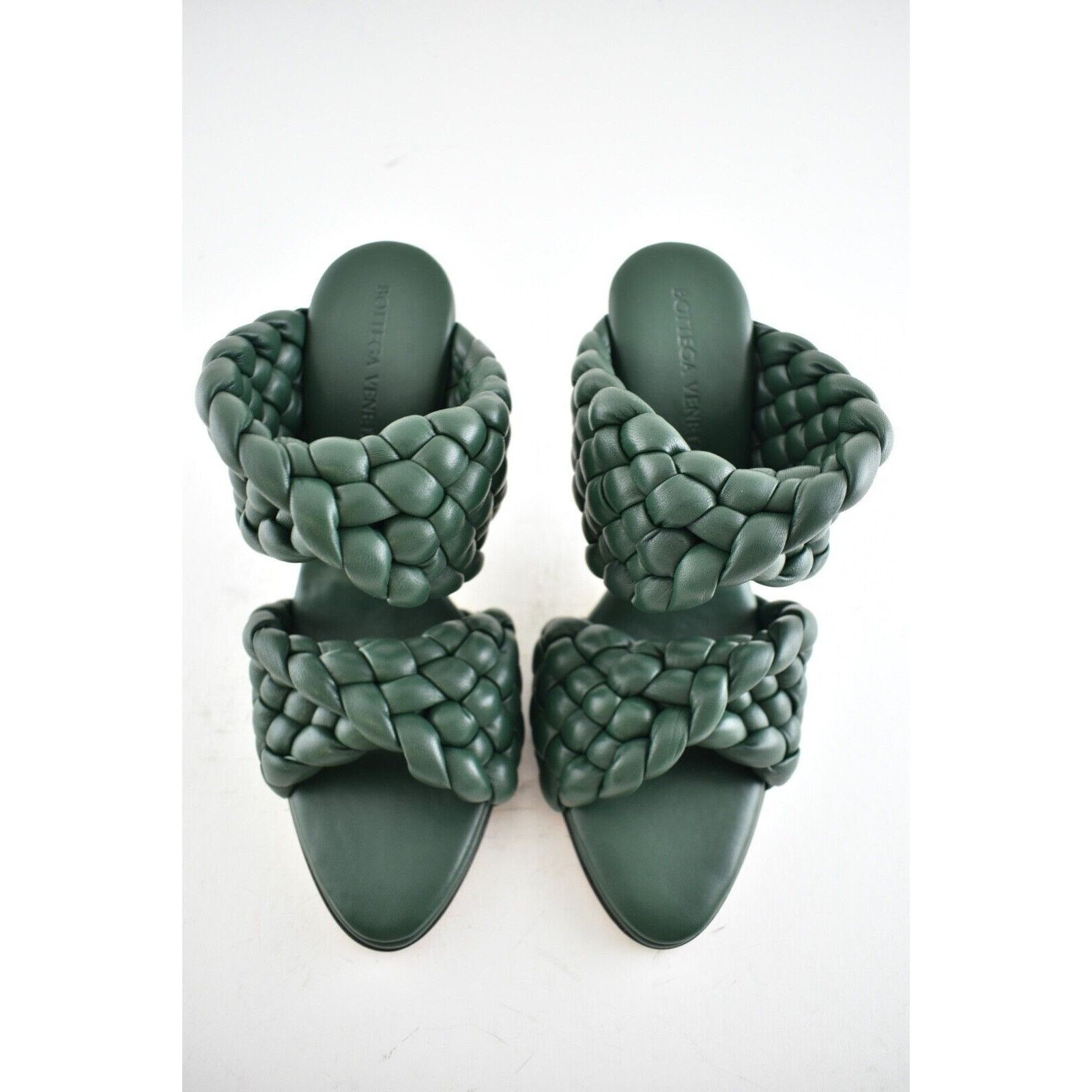 Bottega Veneta Curve Padded Vert Foncee Leather Sandal Mule Heel Pump 36.5 Size US 6.5 / IT 36.5 - 6 Thumbnail