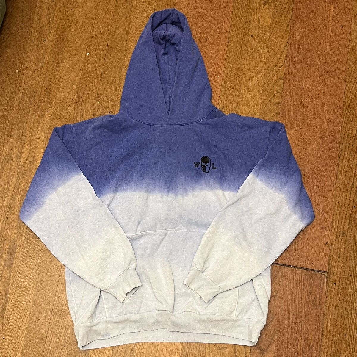 image of Hype x Warren Lotas “Here Lies A Man With No Name” Hoodie in Blue, Men's (Size XL)