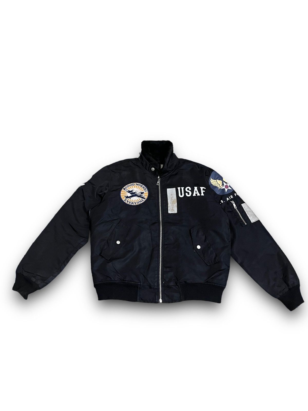 image of American Apparel x American Classics Vintage Sic Worker Usaf Military Bomber Stylejacket in Black (