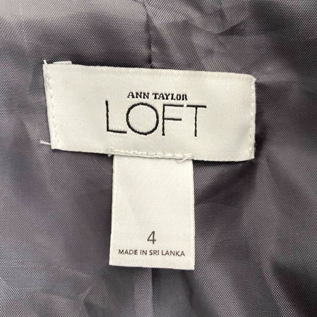 Ann Taylor VINTAGE Ann Taylor LOFT Womens Suit Jacket Gray Striped Hook And Eye Lined Mock Neck S/4 Size S / US 4 / IT 40 - 4 Thumbnail