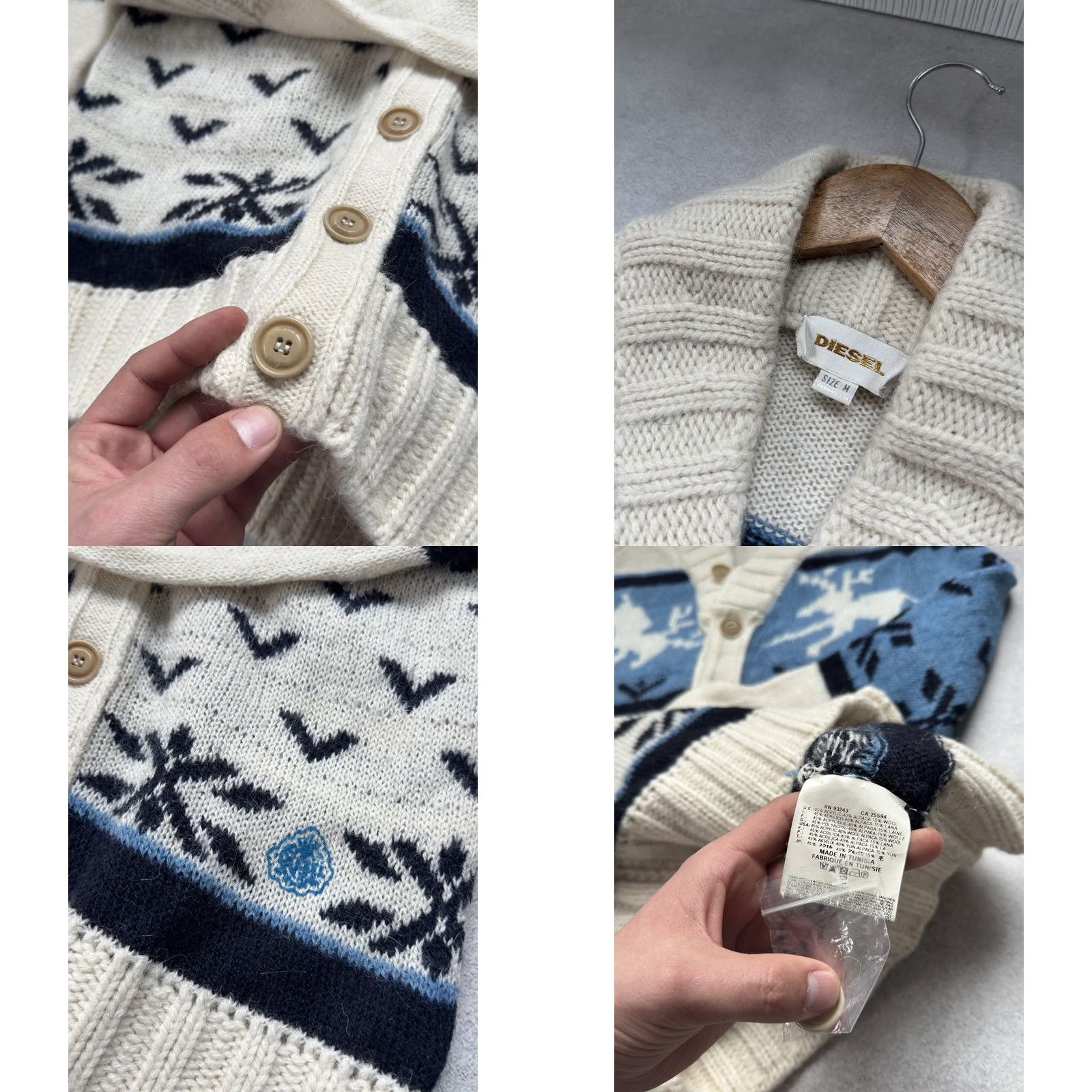 Diesel VINTAGE Diesel Cardigan Men Pattern With Deer Sweater Mohair Wool Size M Size US M / EU 48-50 / 2 - 8 Thumbnail