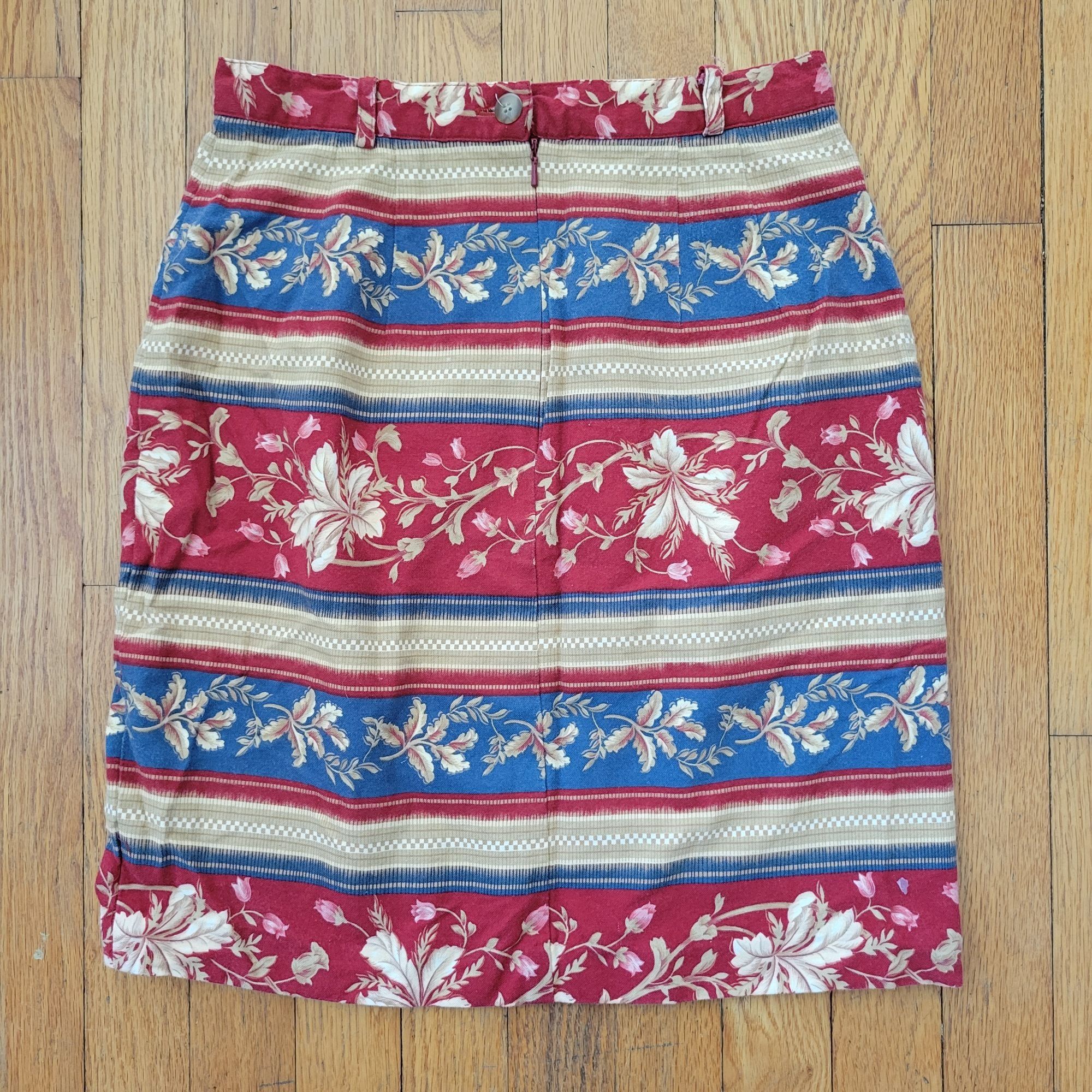 Vintage Vintage Bushwacker 6 Faux Wrap Floral Striped Skirt Retro Hi Size 28" / US 6 / IT 42 - 6 Thumbnail