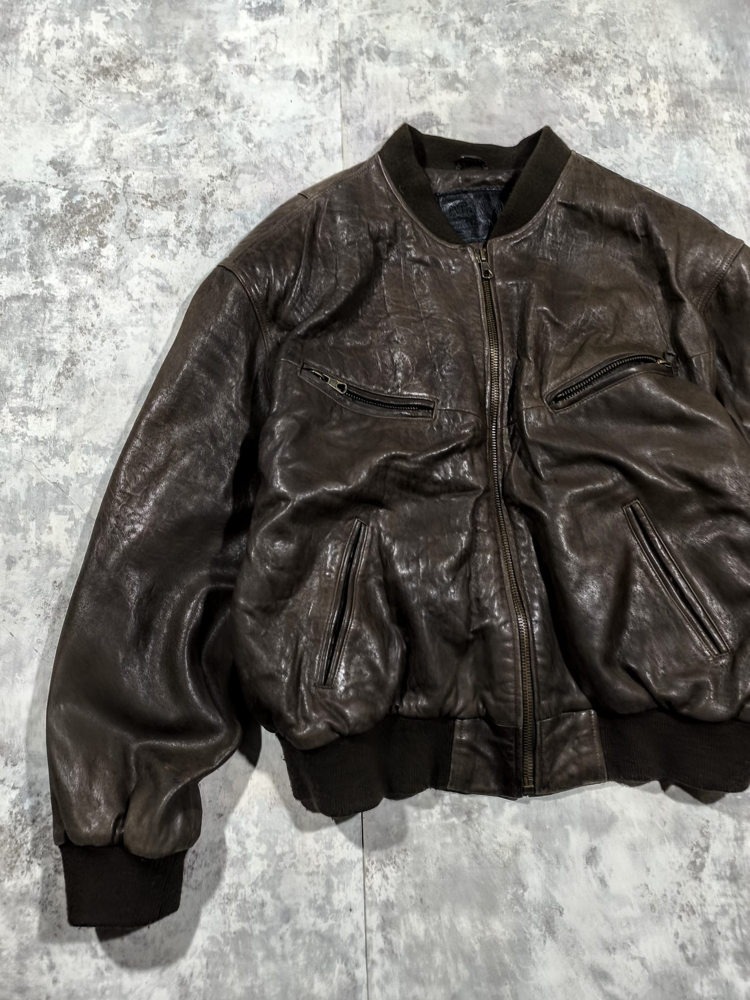 Leather vintage 90s 80s brown leather bomber jacket Size US XL / EU 56 / 4 - 3 Thumbnail