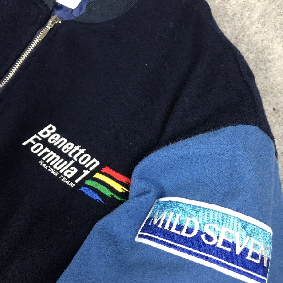 Gear for Sports × United Colors Of Benetton 2000s BENETTON FORMULA 1 X MILD SEVEN WOOL BOMBER JACKET Size US M / EU 48-50 / 2 - 6 Thumbnail