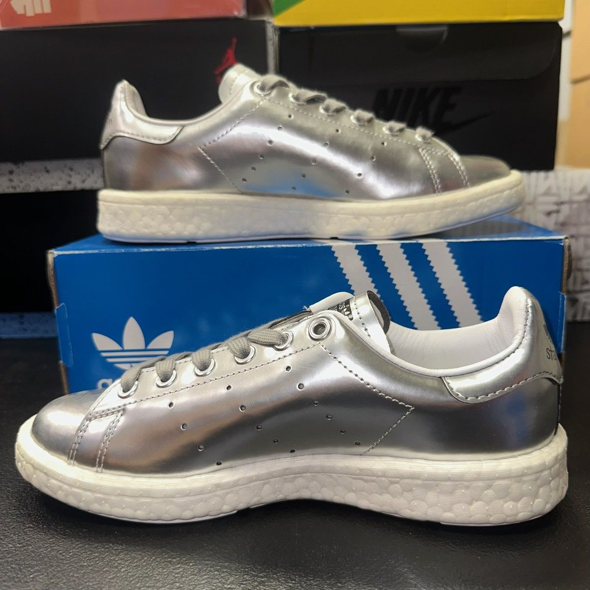 Adidas Size 6W - adidas Stan Smith Boost Metallic Silver - BB0108 Size US 6 / IT 36 - 2 Thumbnail