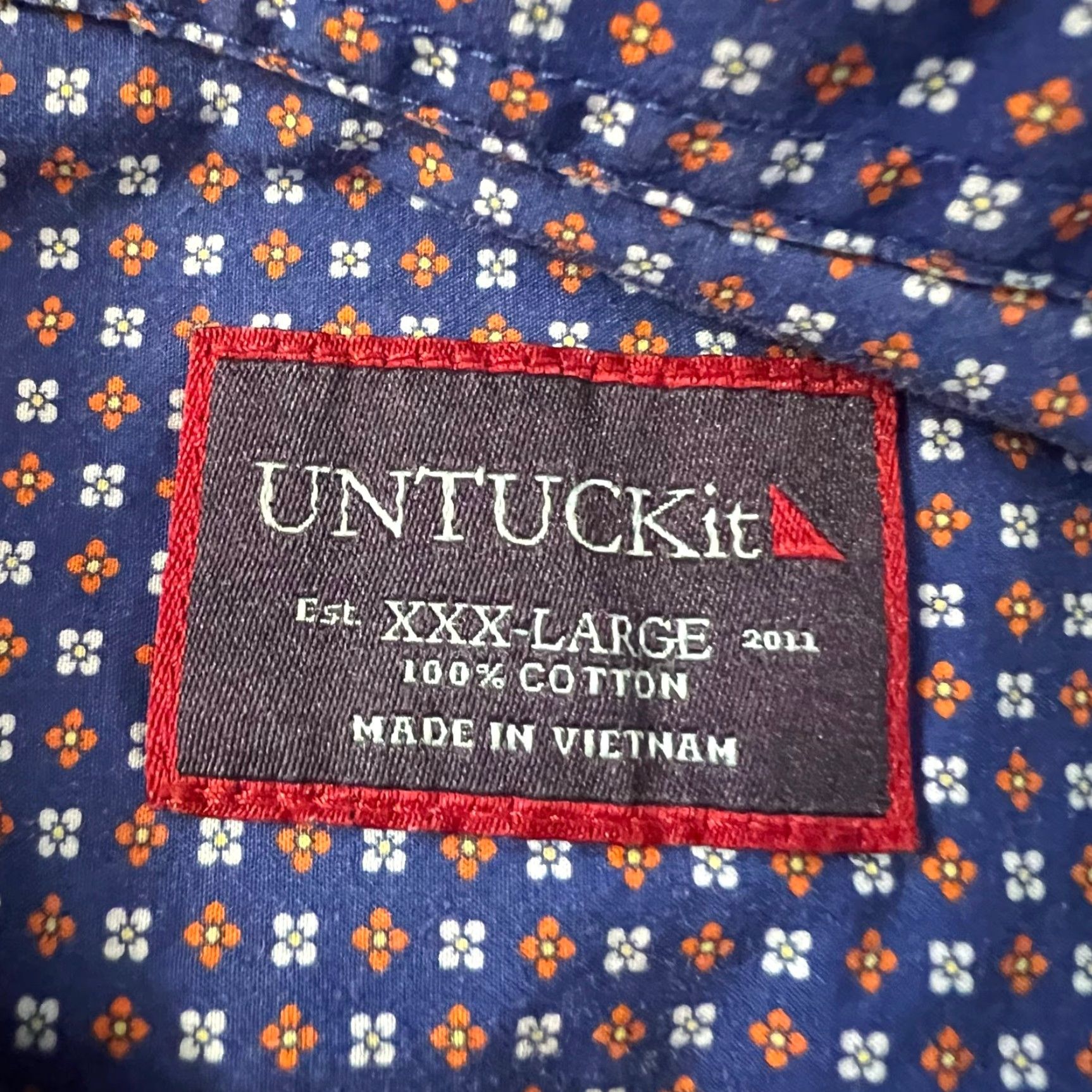 UNTUCKit UNTUCKit Shirt Mens 3XL Blue All Over Print Button Up Long Sleeve Geometric Size US XXL / EU 58 / 5 - 6 Thumbnail