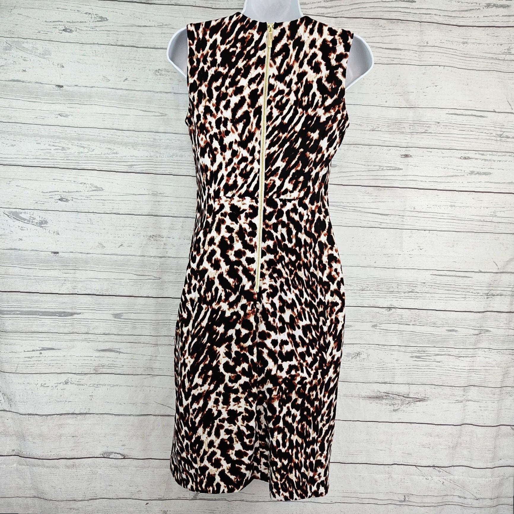 Calvin Klein Calvin Klein Womens Dress Sz 4 Black White Animal Print Sleeveless Sheath Knee Length Multicolor Size S / US 4 / IT 40 - 3 Thumbnail