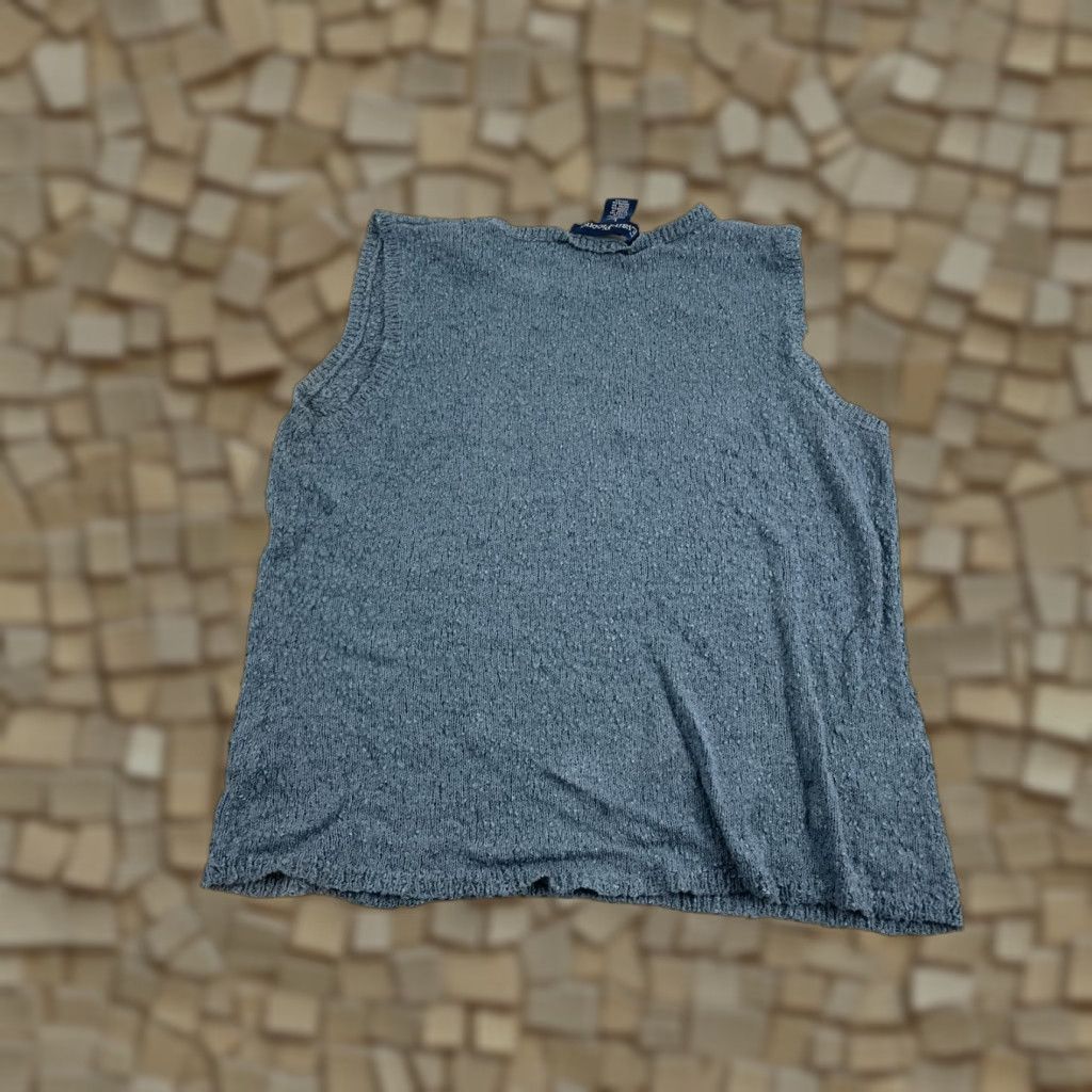 Evan Picone Evan Picone Tank Women's Size Large Blue Sleeveless Vintage Ribbed Edges Shirt / Top Size L / US 10 / IT 46 - 1 Thumbnail