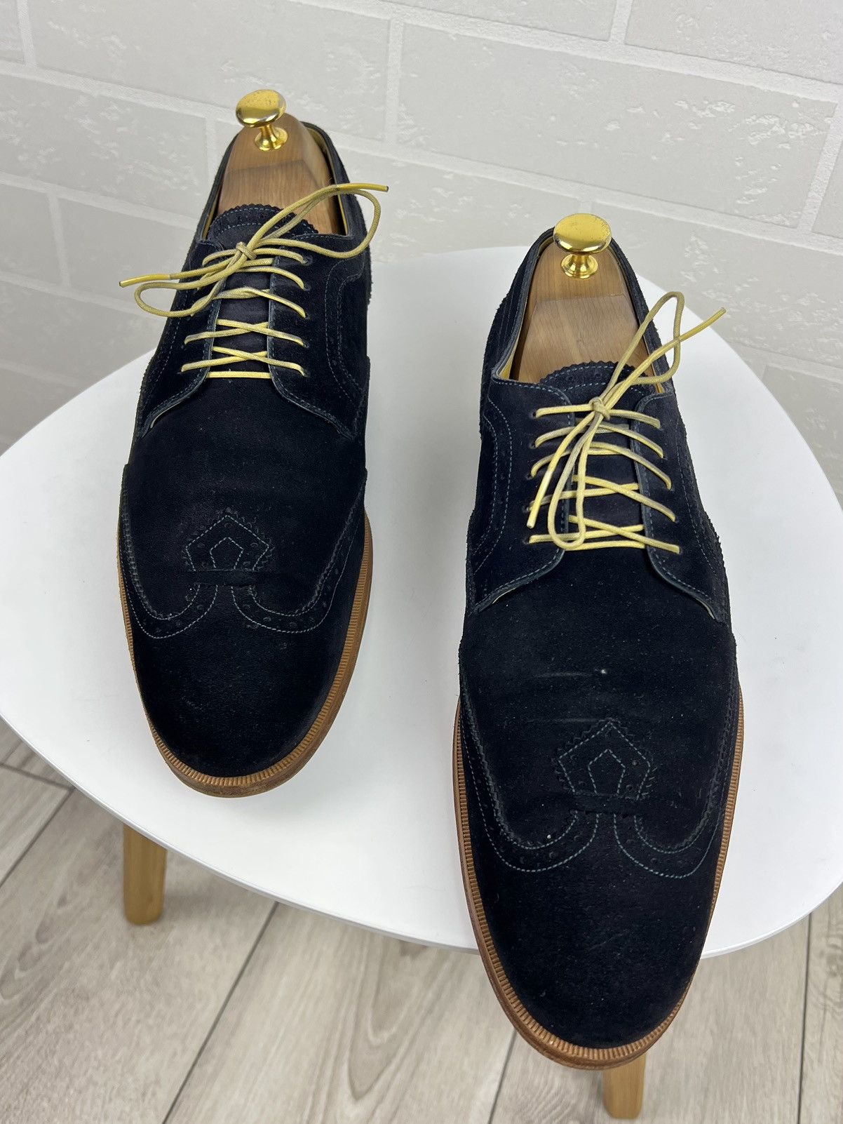 Louis Vuitton LOUIS VUITTON Derby Brogues Suede Shoes LV Dark Blue Men's Size US 11 / EU 44 - 4 Thumbnail