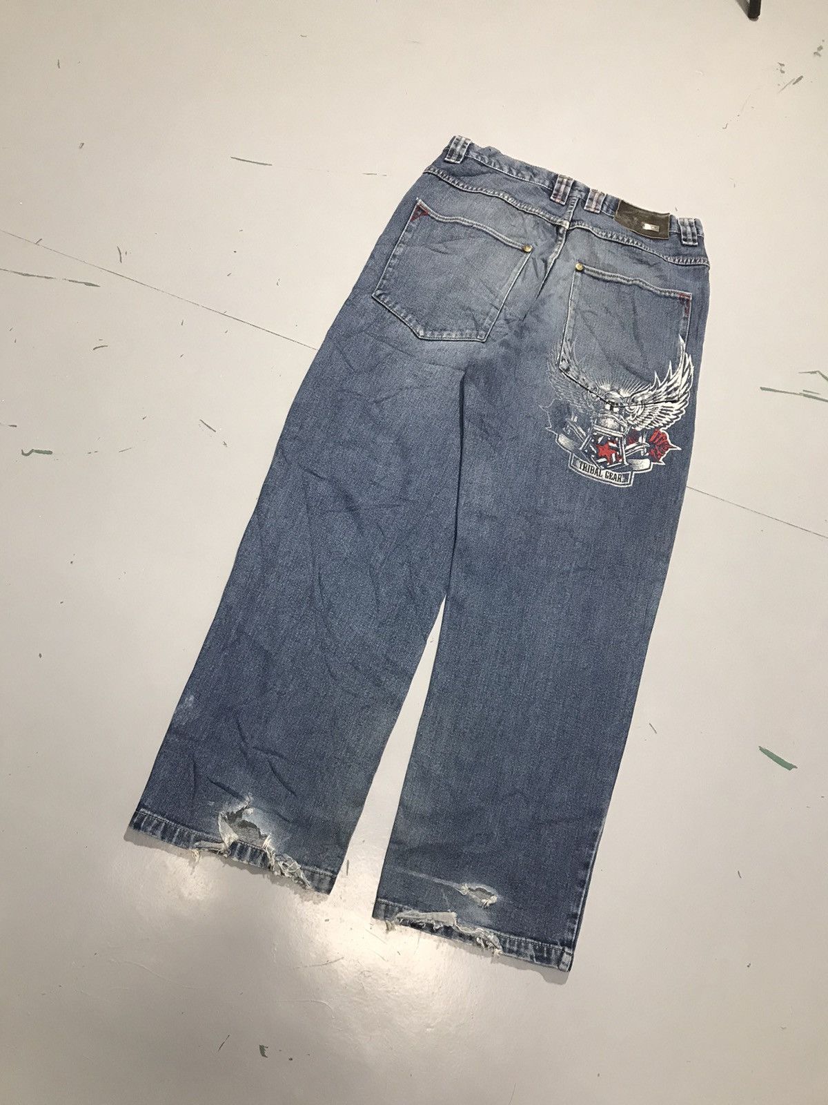 Tribal Streetwear Vintage tribal embroidered denim Size US 32 / EU 48 - 9 Thumbnail