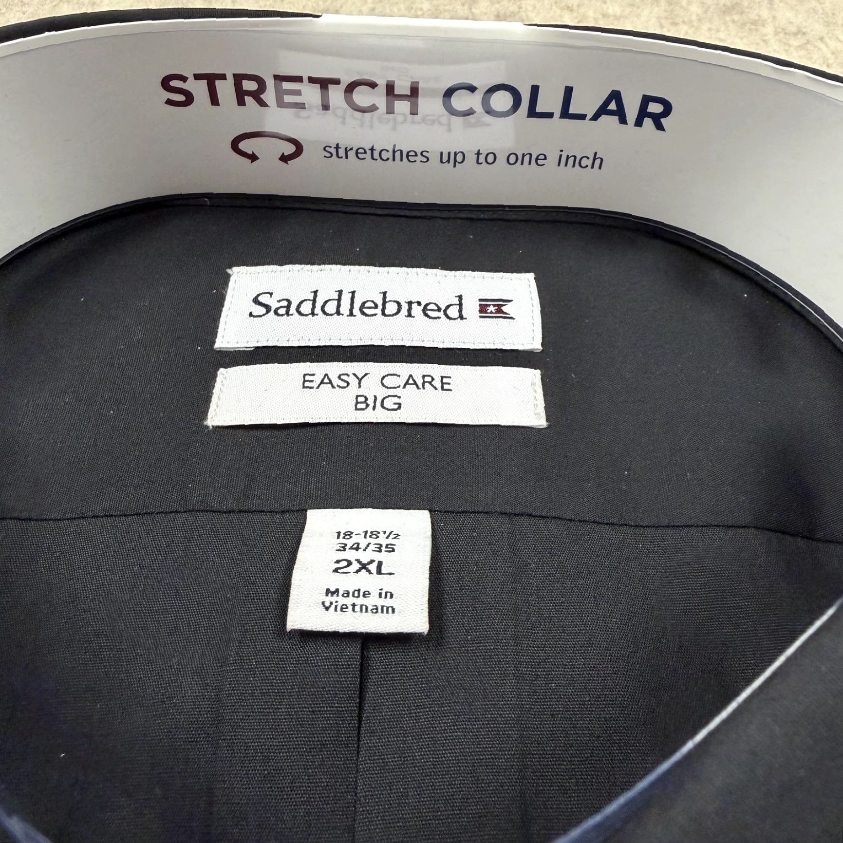 Vintage Saddlebred Dress Shirt Mens 2XL Black 18 Collar Stretch Easy Care Dress Shirt Big & Tall Men Size 48R - 2 Thumbnail