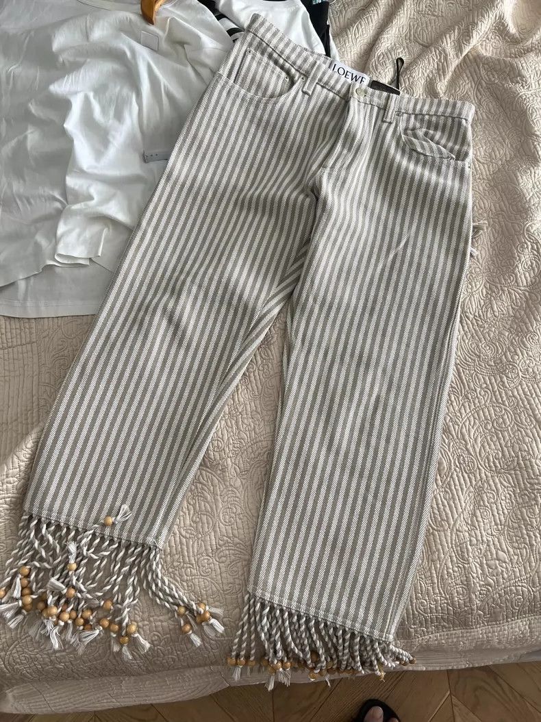 Loewe Loewe size 40 Striped fringed beaded trousers Size US 40 / EU 56 - 3 Thumbnail