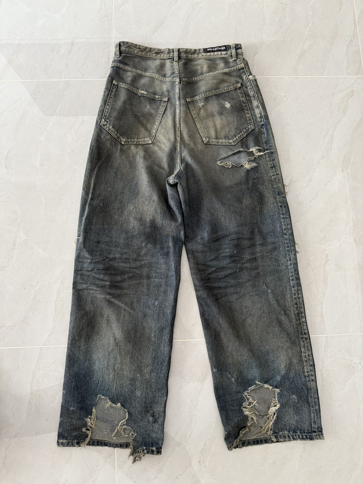 Balenciaga *RARE* Balenciaga SS23 Mud Oil Spilled Denim Baggy Version Size US 30 / EU 46 - 6 Thumbnail